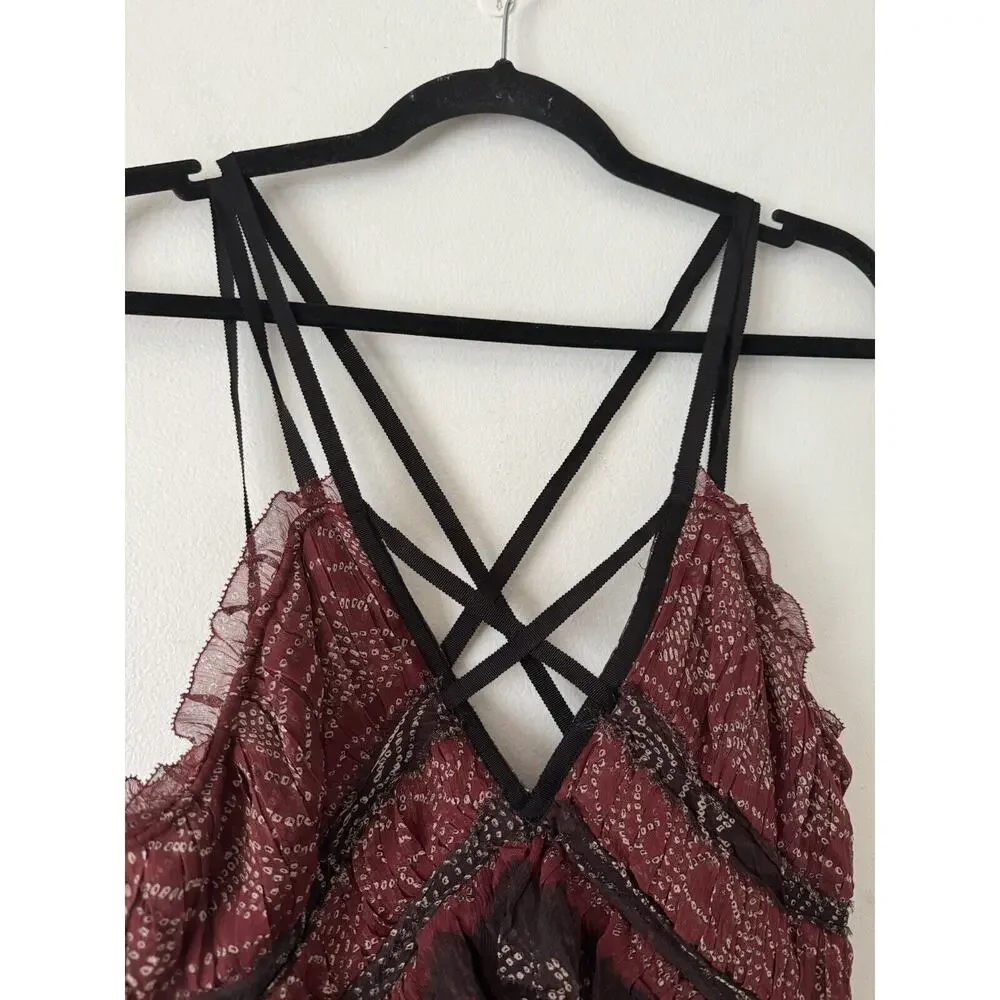 Ulla Johnson Agathe Ruffled Tiered Silk Strappy Knee Length Dress Size 8 - Picture 6 of 8